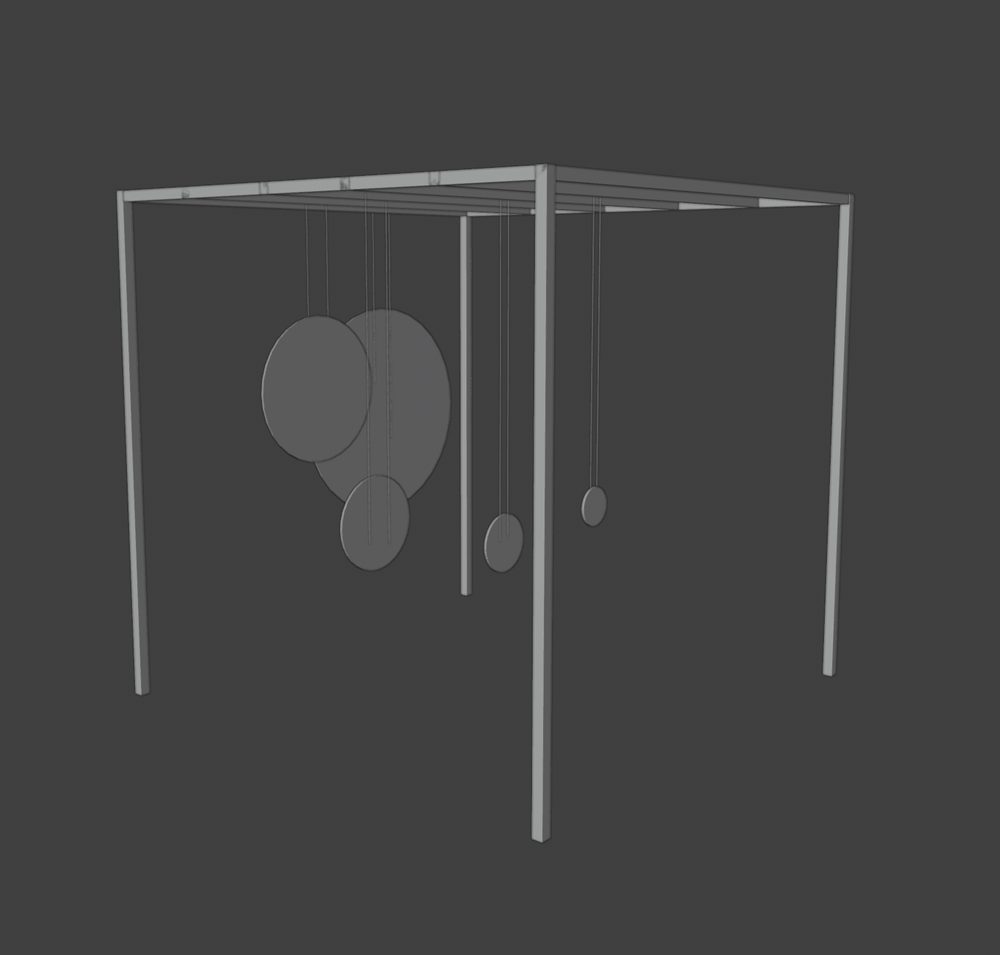 Blender viewport: the frame with hanging circles of different sizes